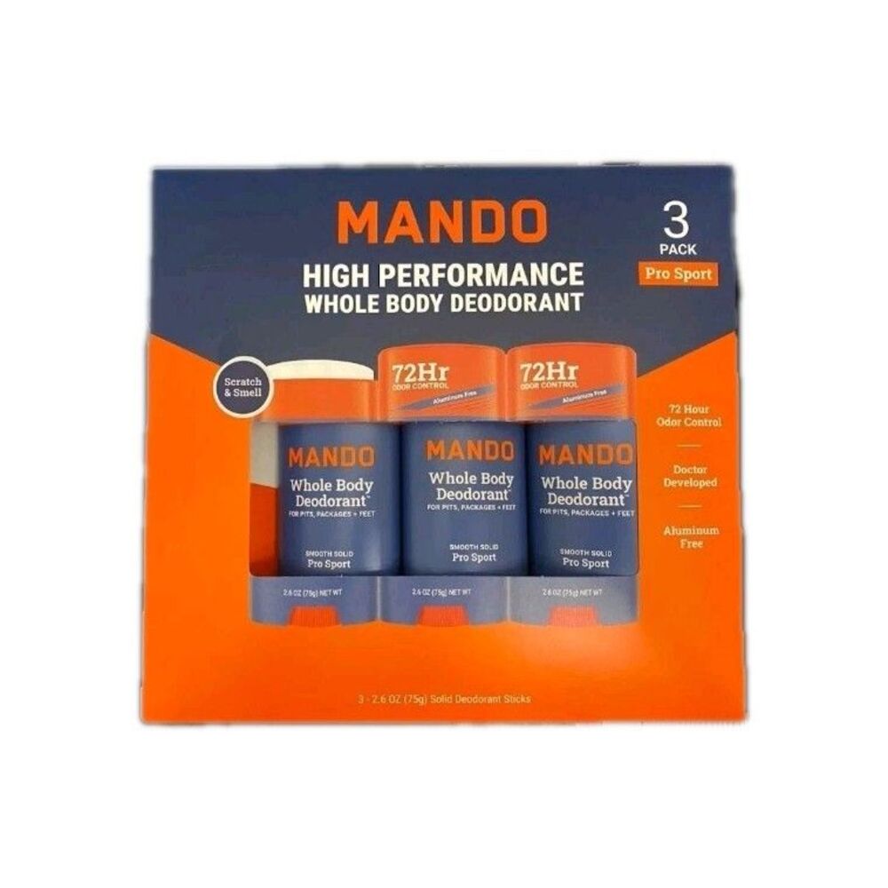 Mando Whole Body Pro Sport Solid Stick Deodorant 3 x 2.6 Oz New